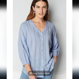 J. Jill buttoned front V-neck blouse light blue size medium